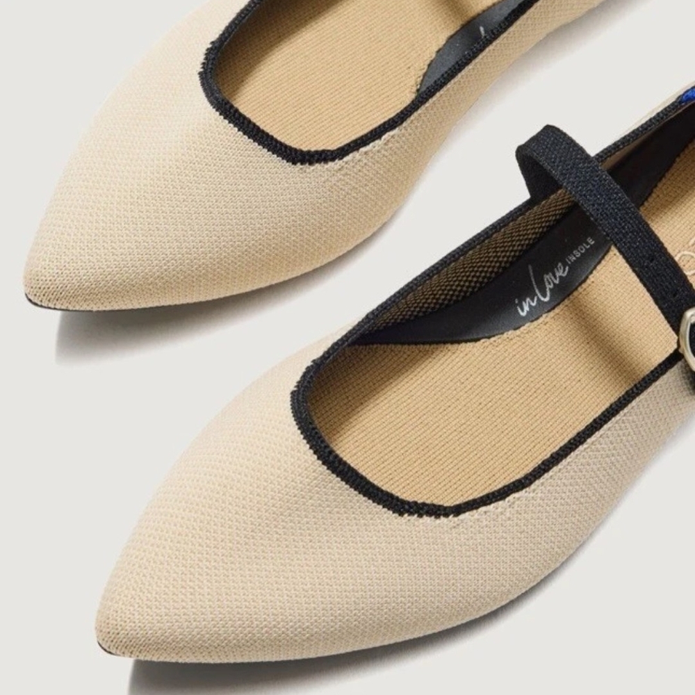 Rothy's Tan and Black Women's Flats - Picture 2 of 9